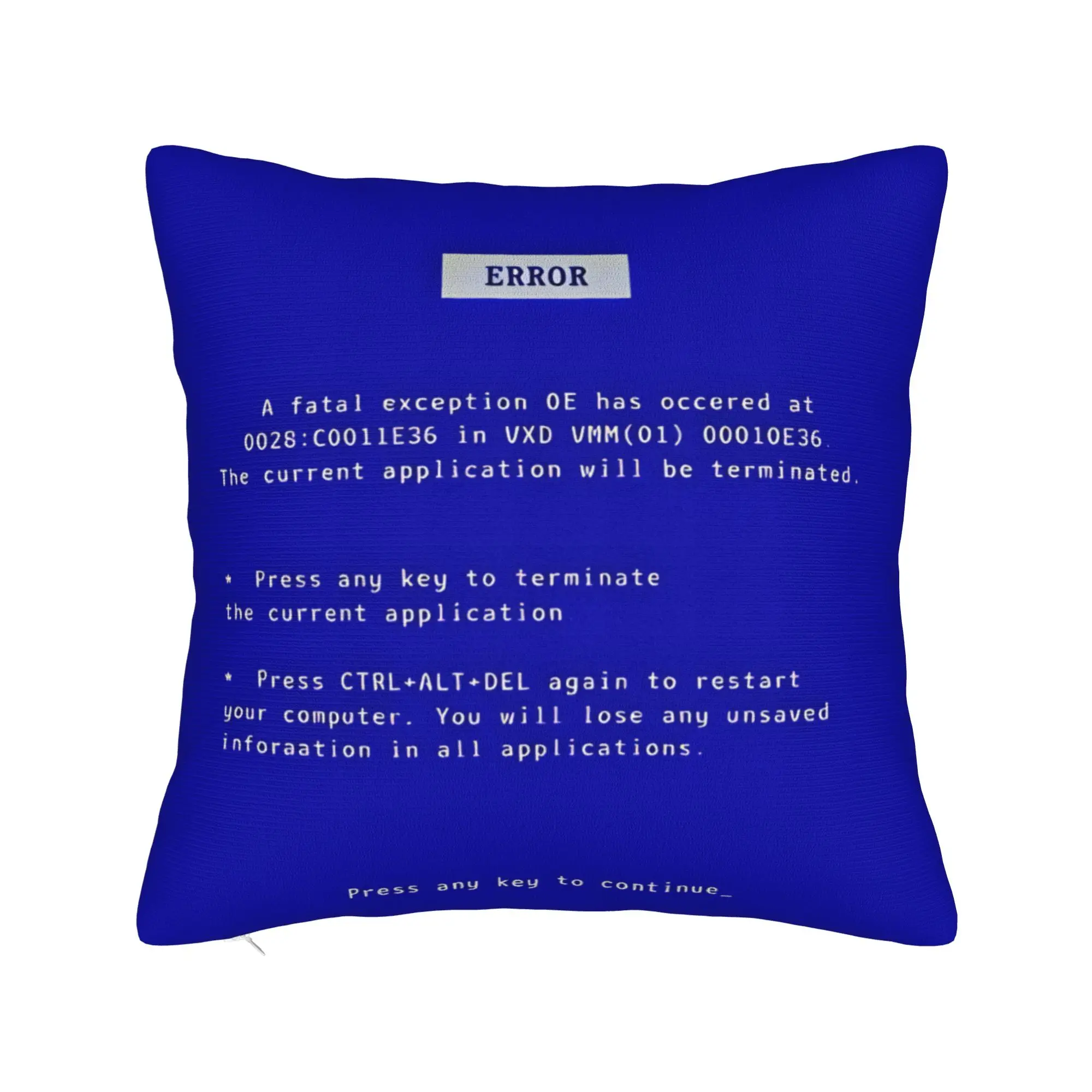 Funny Blue Screen of Death Pillowcases  Retro Trendy Pillow Case For Couch Sofa Bedroom Soft Pillow Cover