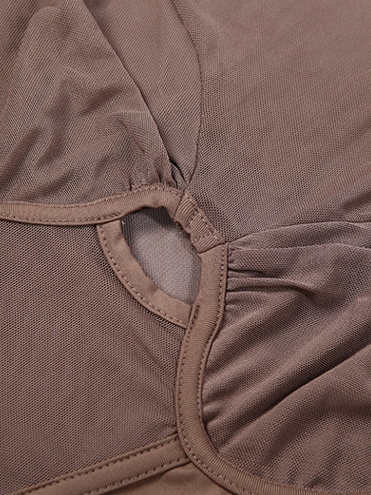 Kricesseen ​ Frauen Solide Mock Neck Taille Ausschnitt Geraffte, Figurbetontes Kleid Herbst Langarm Aushöhlen Party Kleid Nacht Aus Tragen