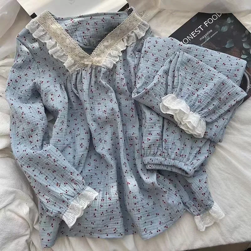 New Spring and Autumn Women's Ins Pajamas, Girl's Life-Style Autumn/Winter Pullover Long-Sleeve Loungewear, Casual Two-Piece Set