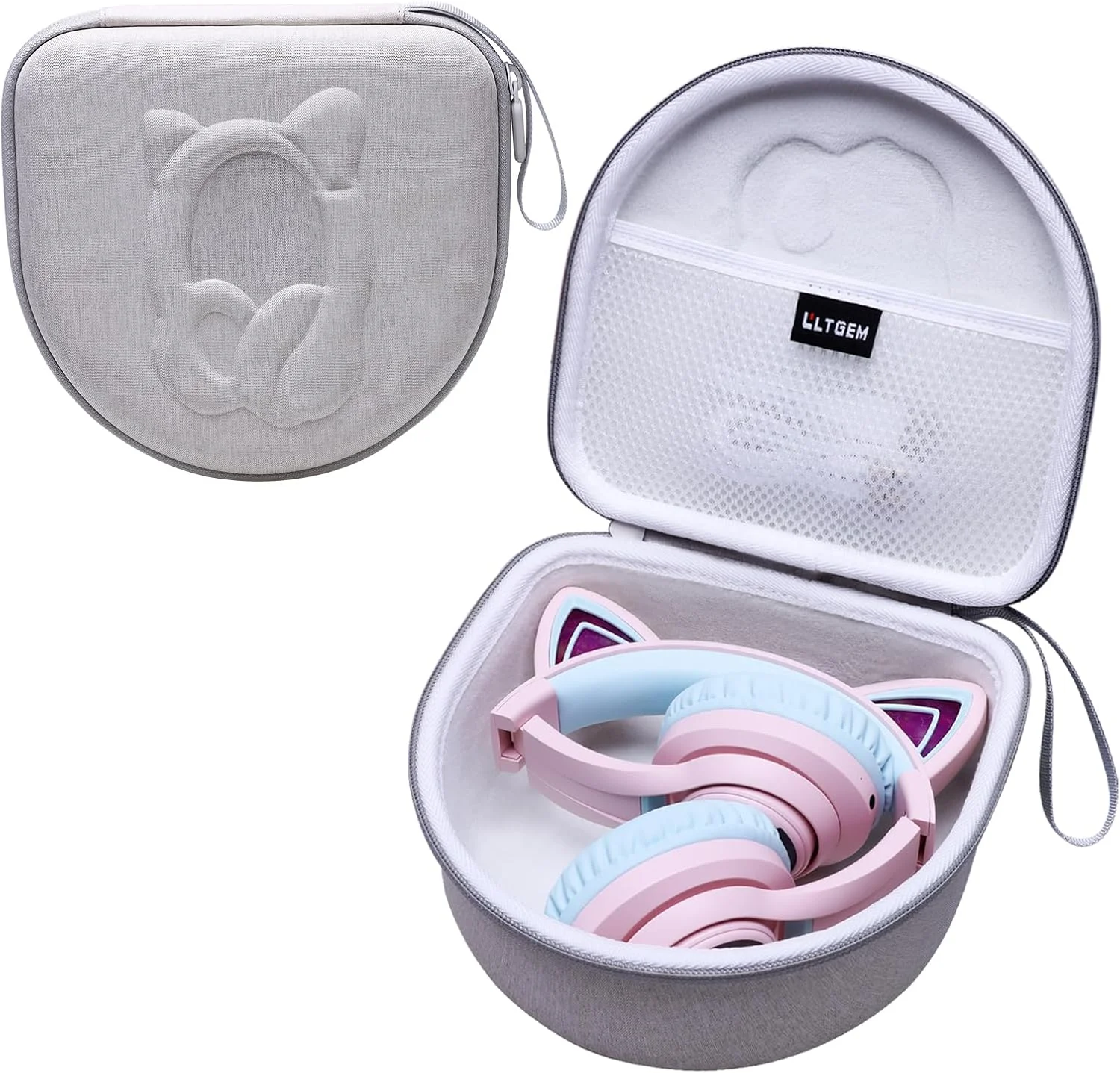 Etui na słuchawki dziecięce kompatybilne z iClever BTH13/Riwbox CT-7/CF9 i ONITOO B90 Cat Ear Kids Headphones, fioletowe (tylko etui) — zdjęcie produktu 2