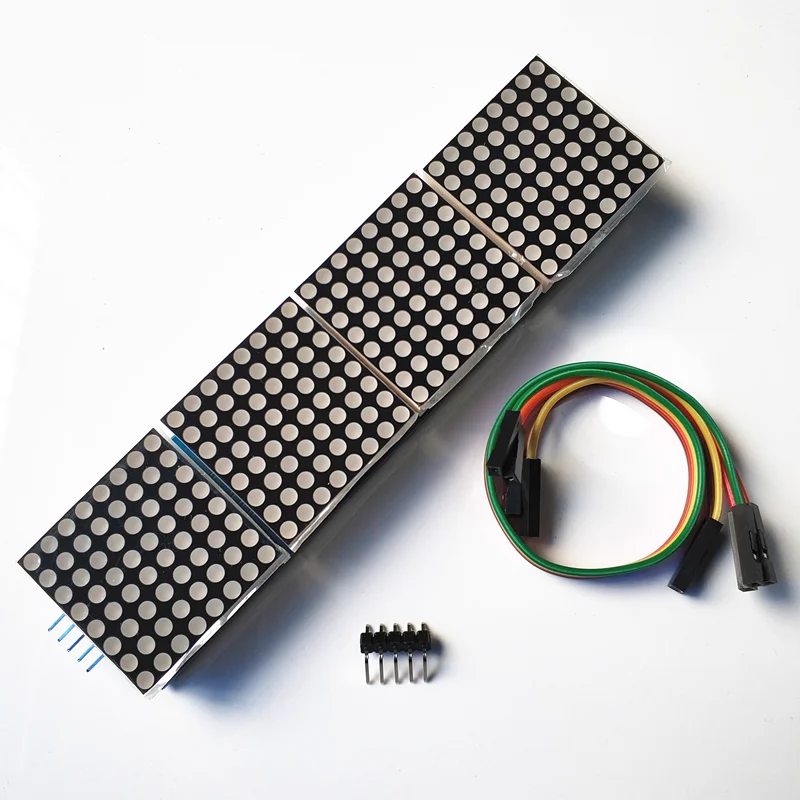MAX7219 Dot Matrix Module For Arduino Microcontroller 4-in-1 Display with 5P Line Red