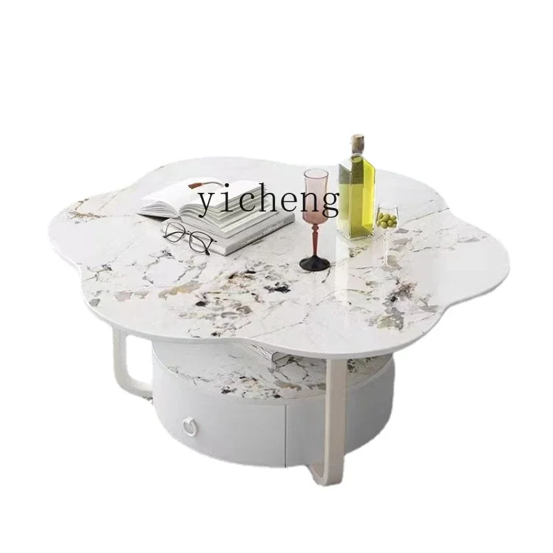 

ZC Creative Stone Plate Coffee Table Small Apartment Simple Modern Cloud Tea Table Living Room Home New Tea Table