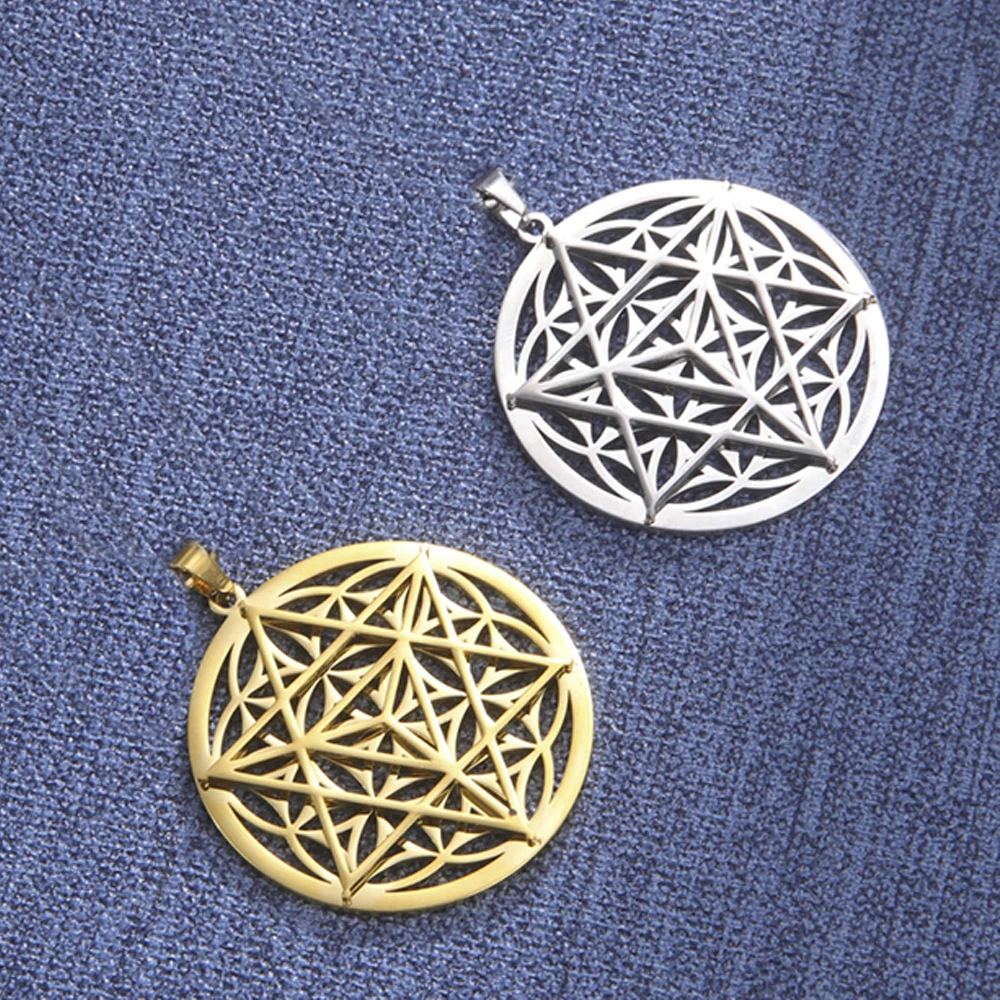 Dawapara Flower of Life Sri Yantra Yoga Pendant Shri Chakra Mandala Merkabah Tetrahedron Sacred Geometry Amulet DIY Charms