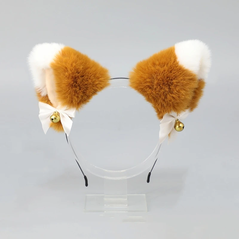 Lolita Animal Cat Fox Ear Hair Hoops Cosplay Faux Fur Bell Bow Hairband Girls Halloween Anime fasce copricapo accessori per capelli