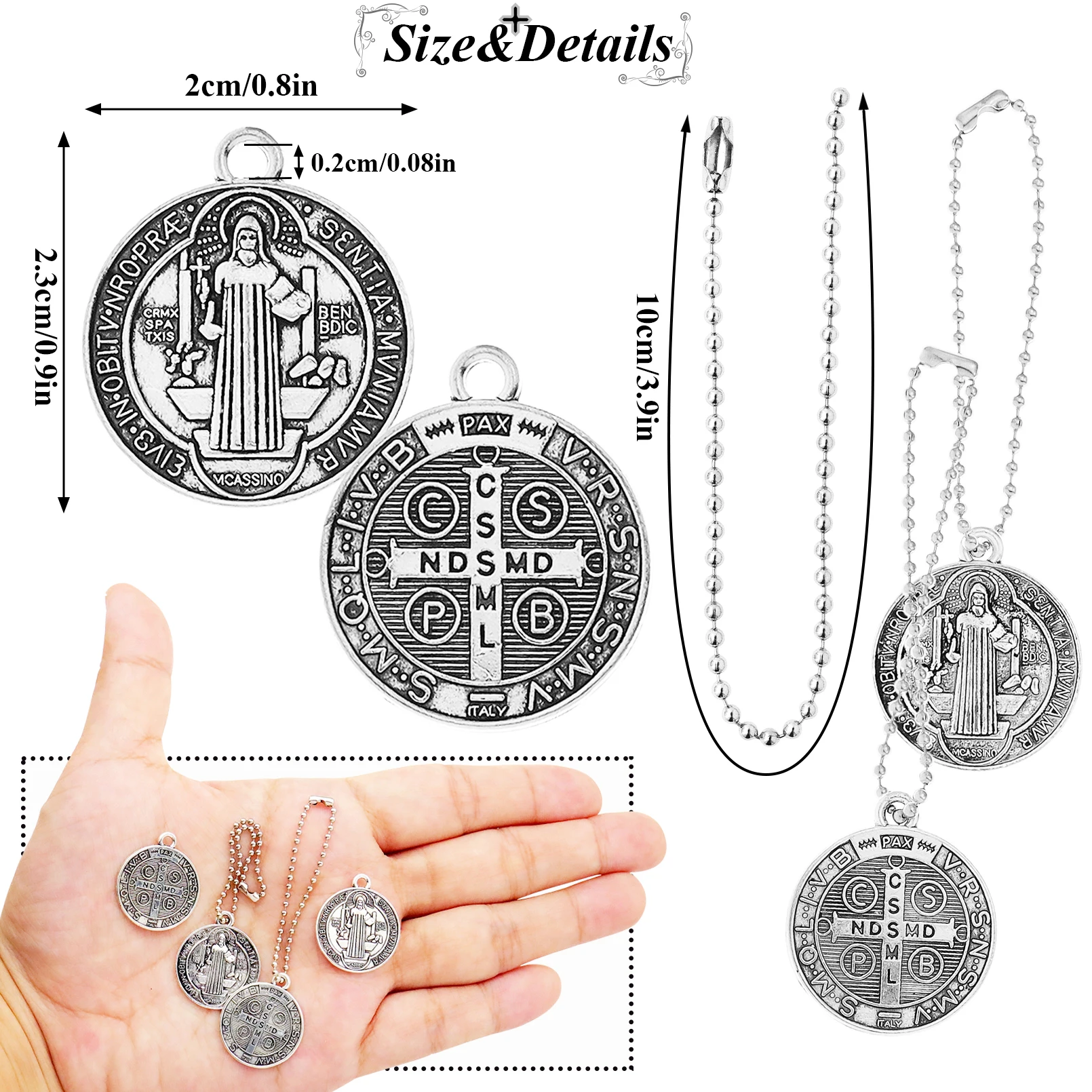 Saint Benedict Medallion Charms Jesus Cross Catholic San Benito Pendants For Handmade DIY Religious Necklaces Bracelets Jewelry