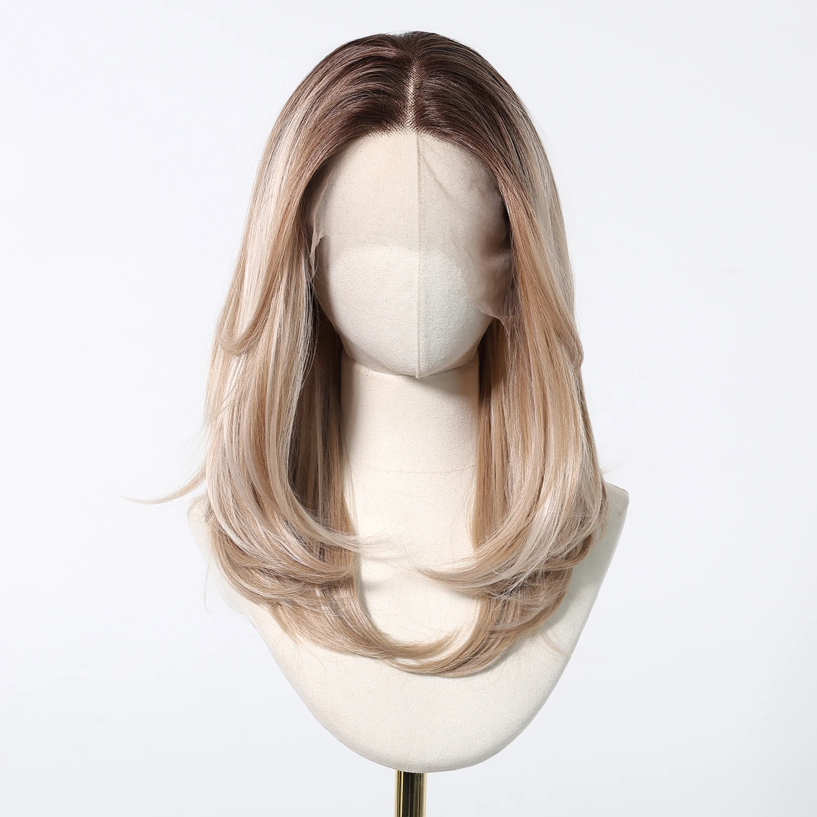 Blonde Unicorn Lace Synthetic Wig Ombre Dark Root to Blonde Women Straight Wigs Daily Party Nature Heat Resistant Fiber Hair