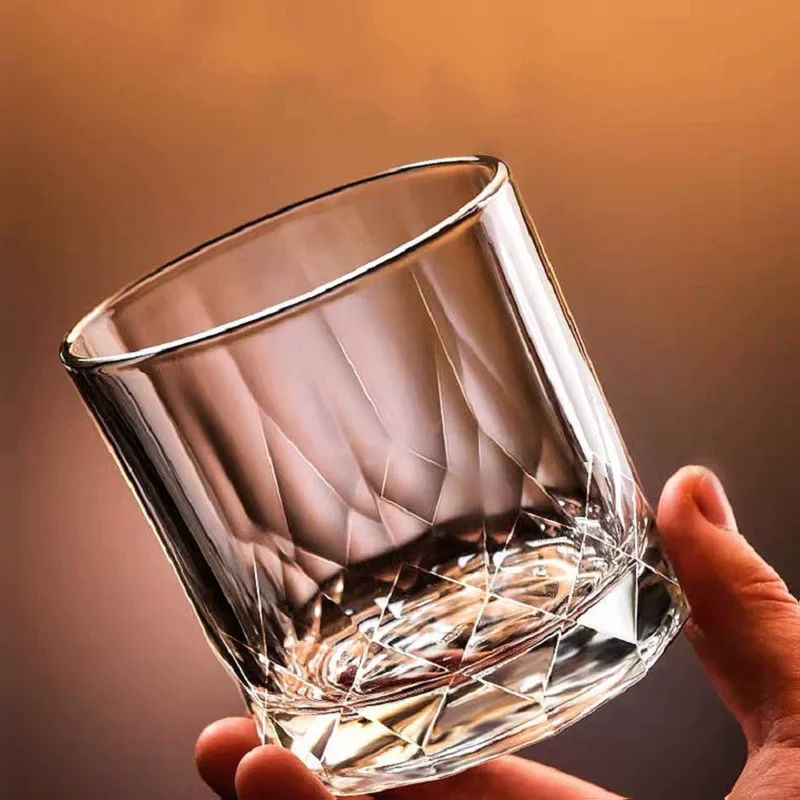 2pcs Creative Thick Crystal Whiskey Tumbler Glass Spinning Tops Design Hammer Glasses Of Wine Brandy Cup Wineglass