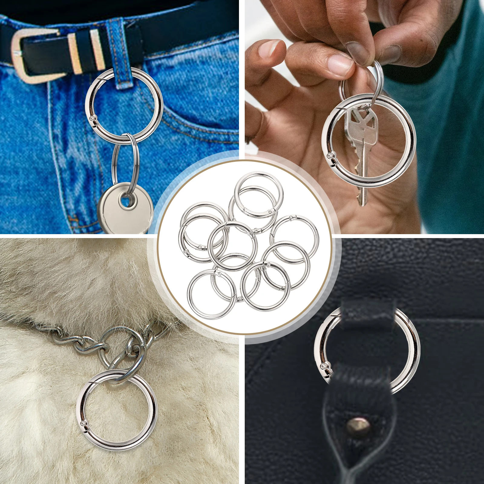 

10pcs Diy Round Metal Key Chain Rings Flat Split Design For Crafts Keychain Making Supplies Portable Keyrings Organizer Key