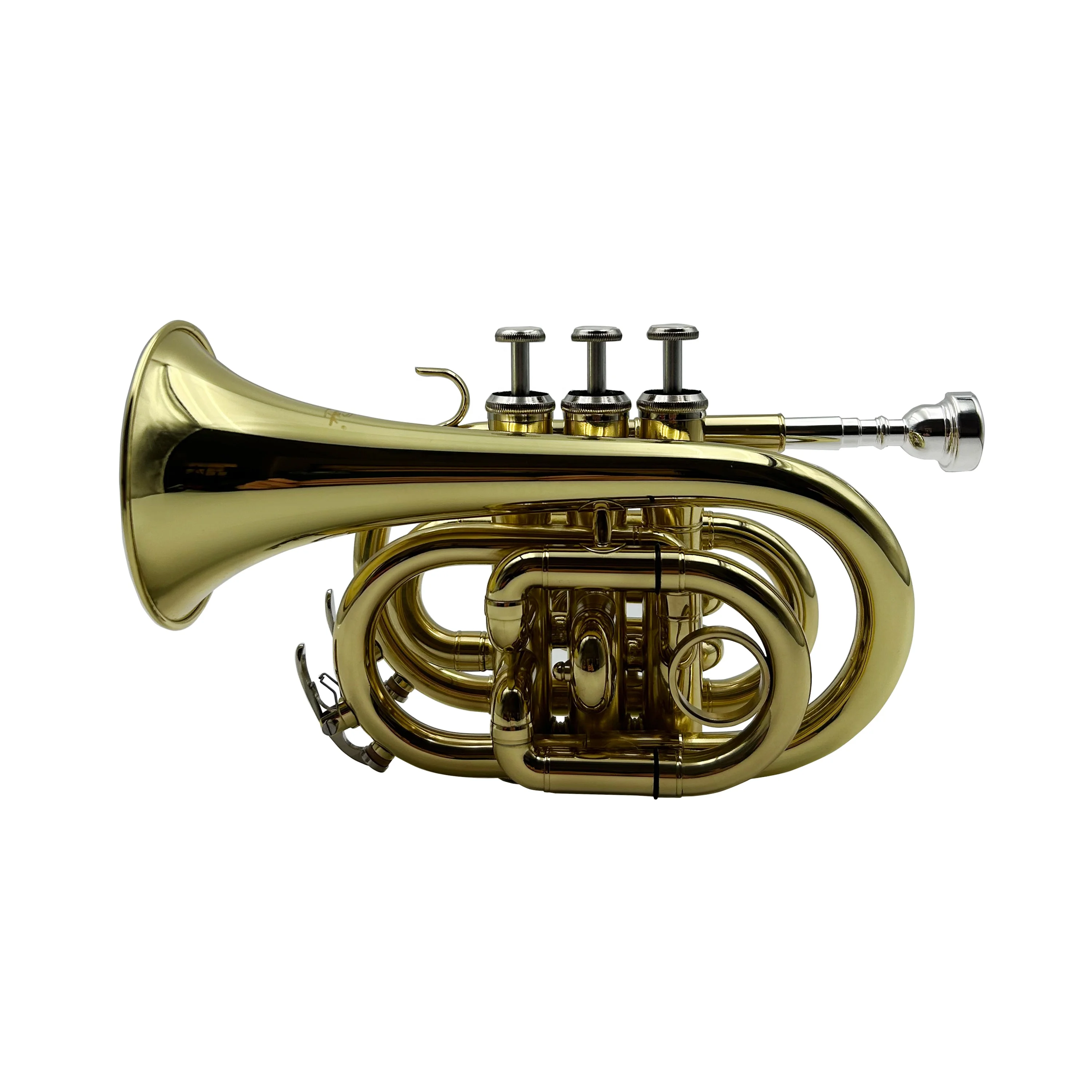 

Mini Pocket Trumpet OEM JYPT406 Cheap Gold Brass BB Tone Wind Musical Instrument For Students Beginners Home Studio Practice
