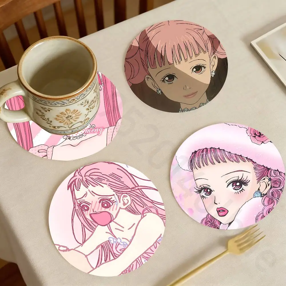 

Miwako P-Paradise K-Kiss Wooden Cup Coaster Tea Coffee Beverage Colour Printing Cup Mat Home Restaurant Decorations