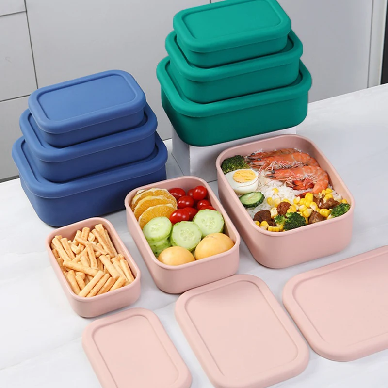 300/700/1300ML Silicone Bento Box Adult Lunch Box Bento Containers Food Storage Box Container With Lid For School Work Travel