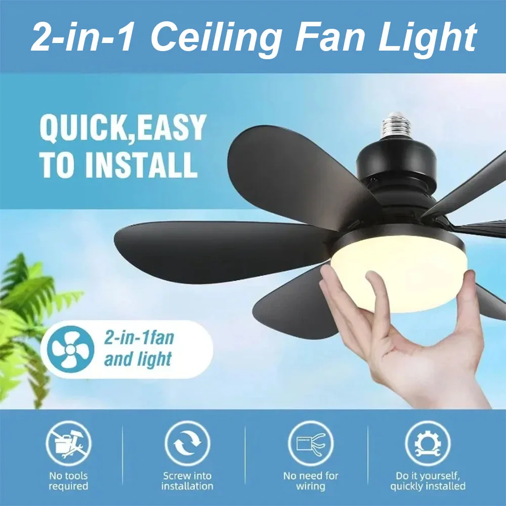 Ceiling Fan Lighting 40W Dimmable Light Color Temperature Modern Ceiling Mount E27 Led electric fan household fan