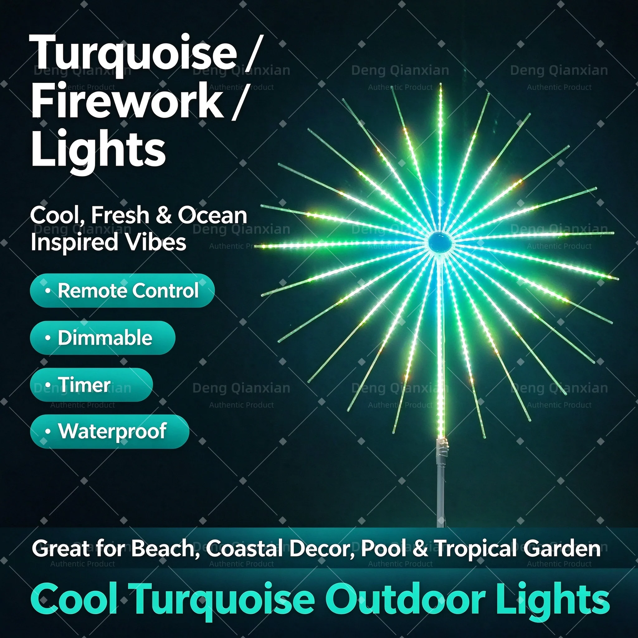 LED Firework Light with Custom Text Display, Waterproof Dual Speakers, APP Control Programmable RGB Outdoor Party Decor Lamp