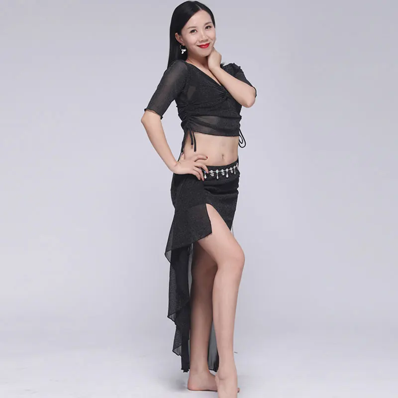 Adult elegant belly dance Top split skirt set Adult Oriental training suit bellydance performance clothes dancewear lesson wear