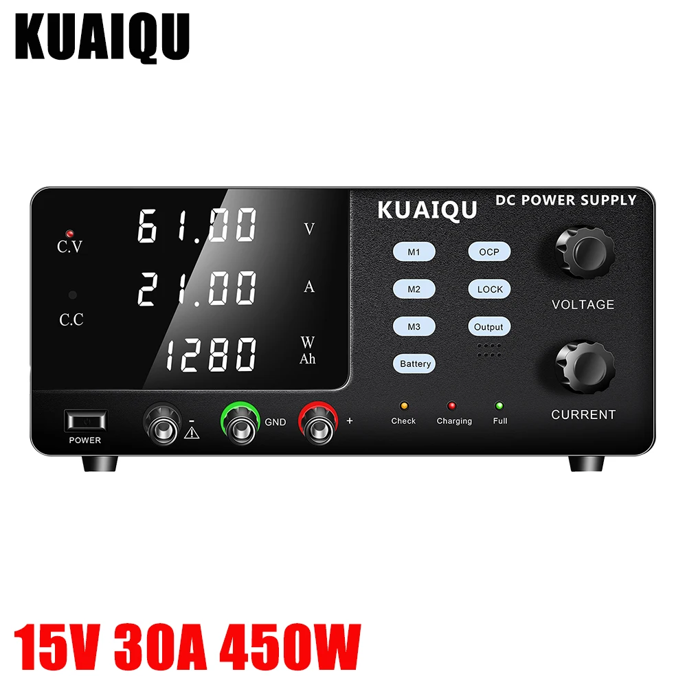 KUAIQU R-SPS1530C 15V DC Adjustable Voltage Regulator Bench Power Supply for Factory Aging Testing Phone Charging