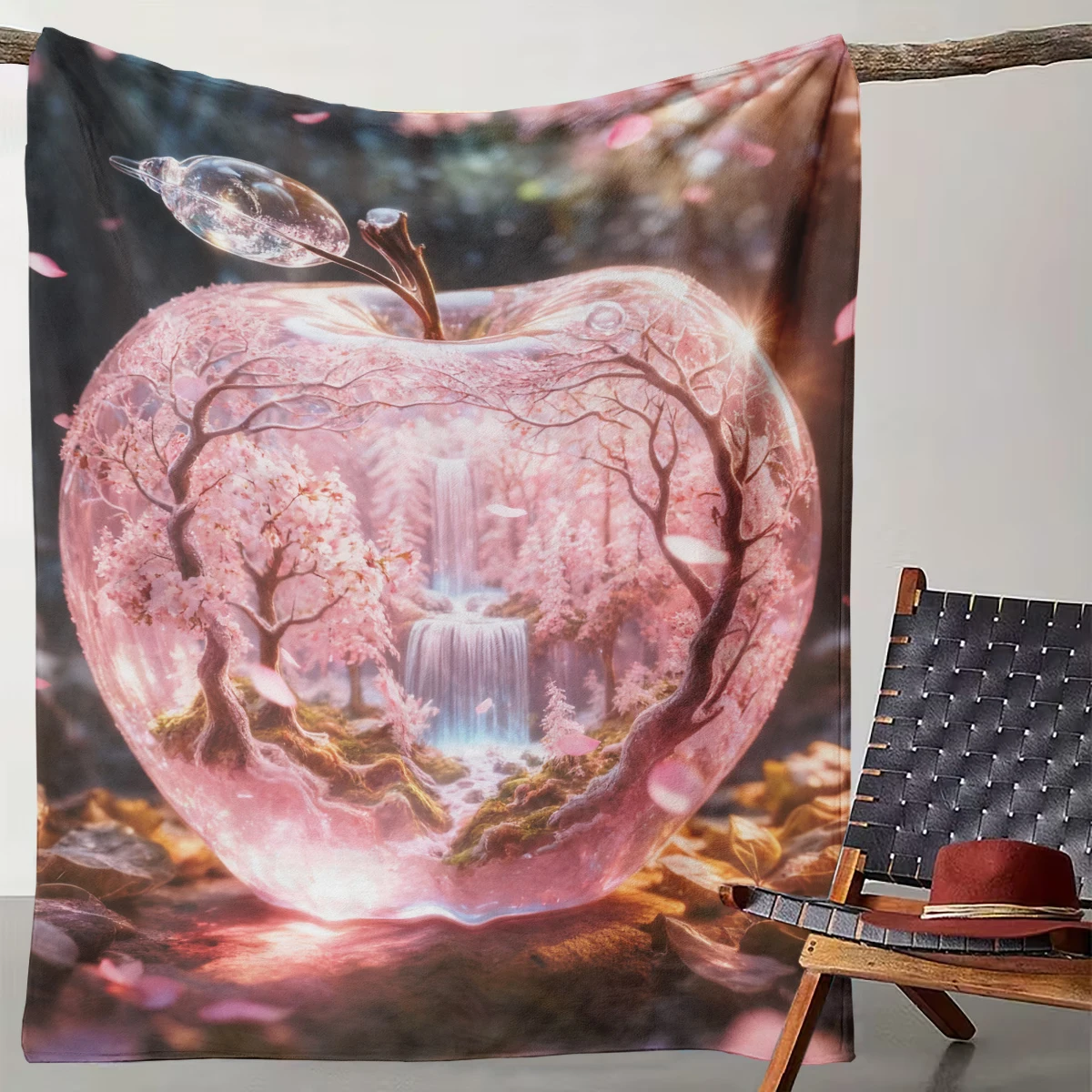 

1 Romantic Cherry Blossom Crystal Apple Secret Realm Blanket for Girls' Hearts, Warm Bedroom Blanket