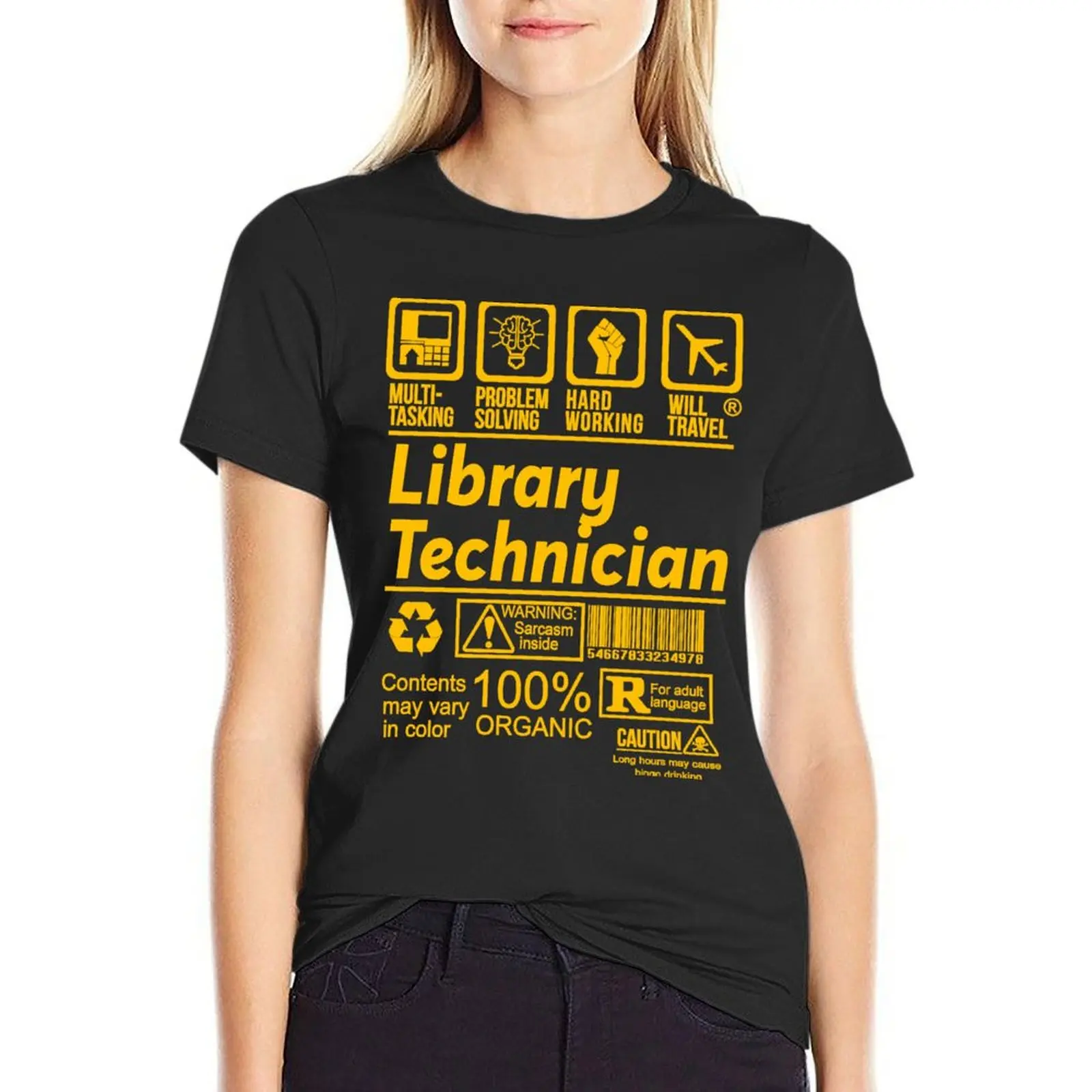 

LIBRARY TECHNICIAN SOLVE PROBLEMS DESIGN T-Shirt Blouse anime clothes summer top Women's clothing