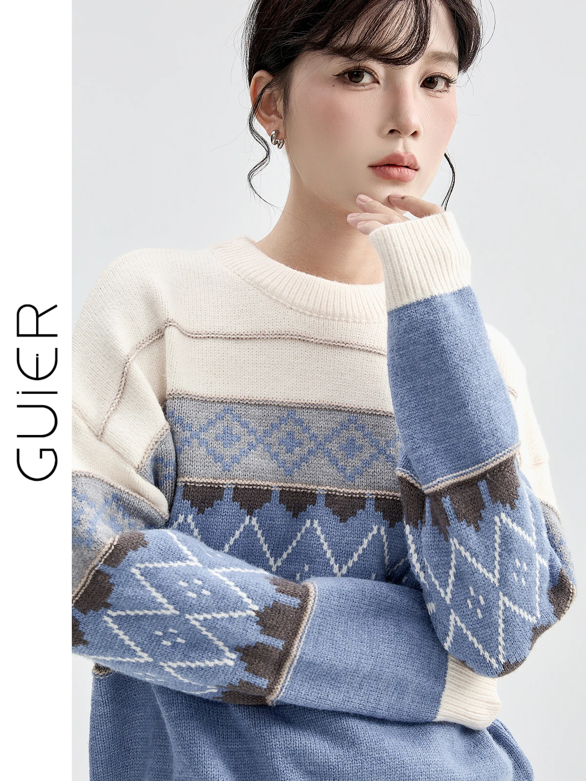 

Женский вязаный свитер Color Blo свободного кроя с круглым вырезом, осенне-зимний, новый, мягкий, уютный, вязаная одежда