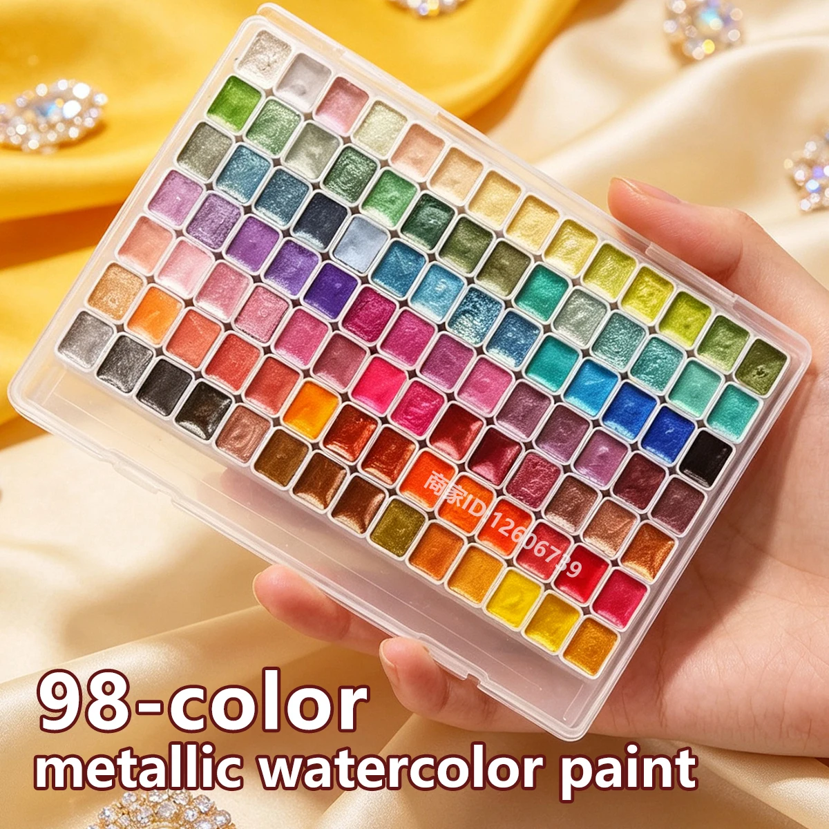 Metallic Watercolor Paint Set, 96 Colors High Shimmer Pigment with Portable Box, for Adult, Artists in Birthday and More