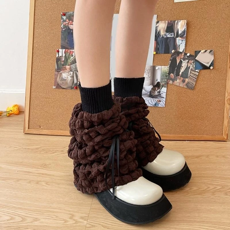 النساء القوس ضمادة نفخة تدفئة الساق الفتيات Harajuku JK موحدة جوارب طويلة إلى الركب 15UB