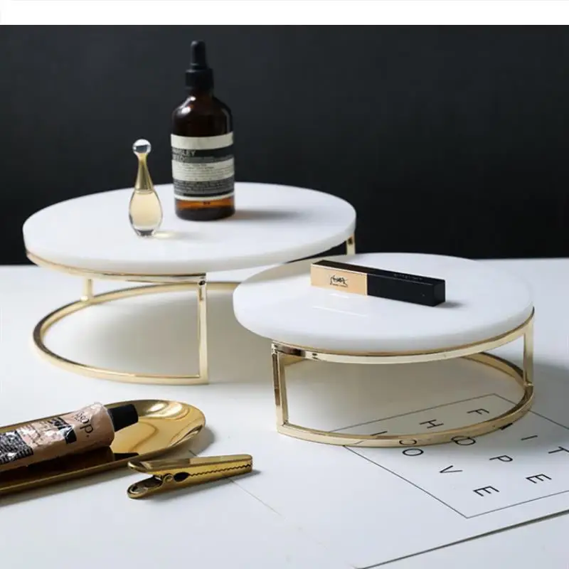 Metal base Marble cake stand Round pan Dessert plate Dim sum dish Sushi Jewelry tray Fruit plates Display