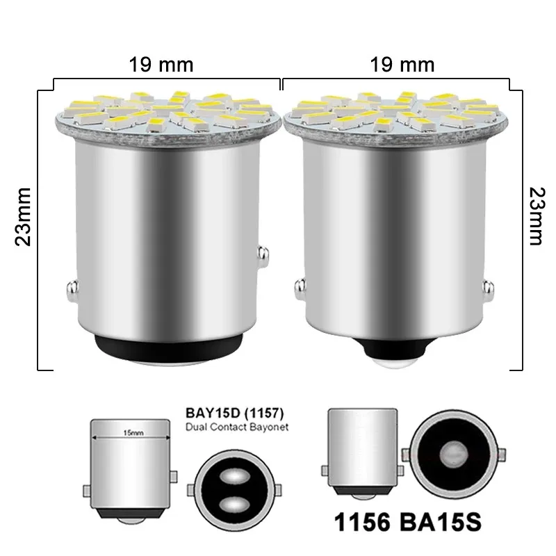 2X 6X 10X 12V LED Bulb 1156 BA15S R5W R10W 1157 BAY15D 3014 22 SMD For Truck Turn Signal Lights Daytime Running Lamp 6000K White image 3