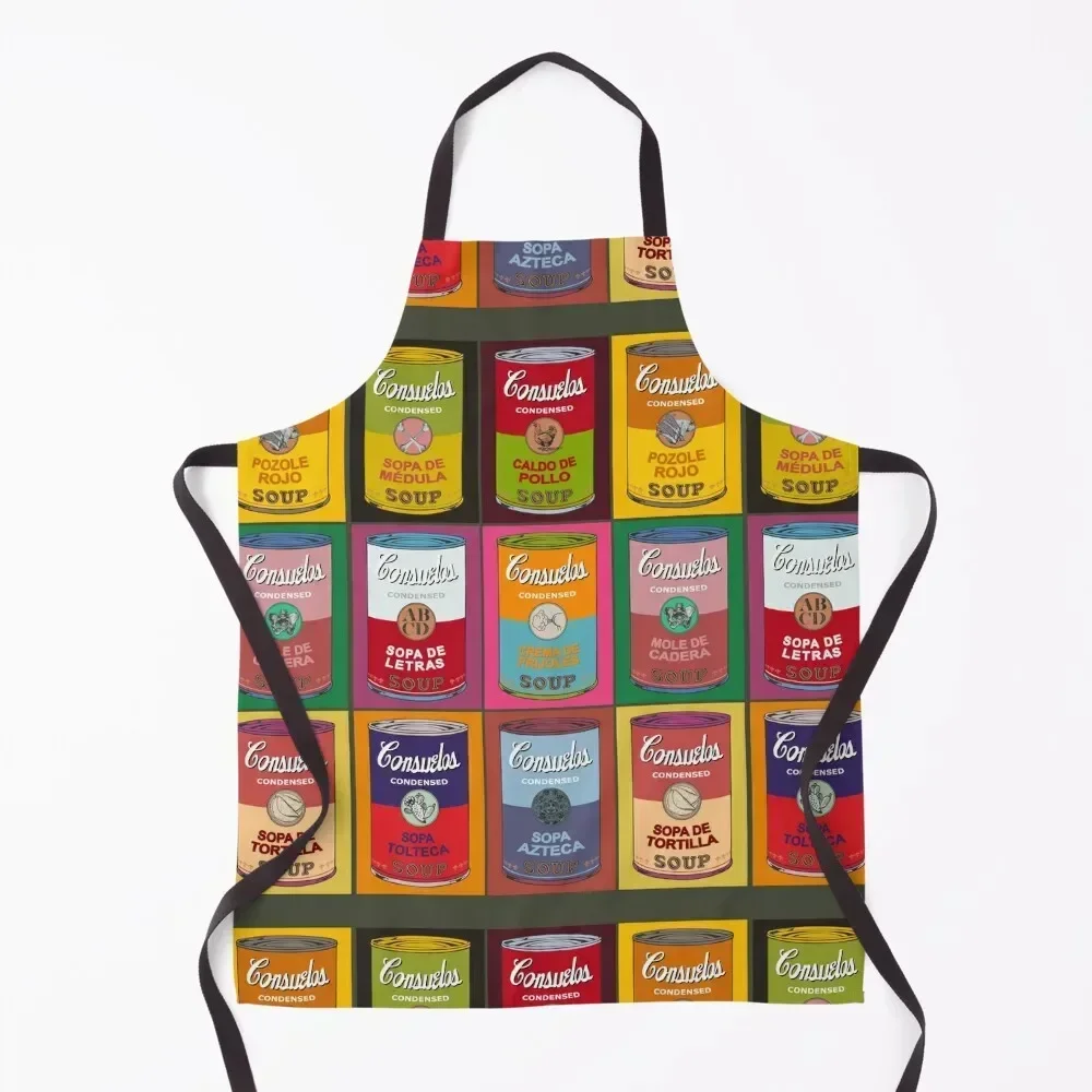 

Mexican Andy Warhol soups - Consuelos pop art Apron bib Kitchen Things For Home Waterproof Kitchen Woman women's kitchens Apron