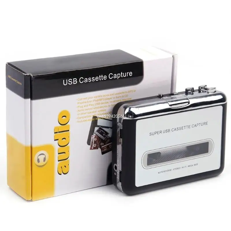 

Portable USB Cassette Tape Player Cassette to MP3 Converter with 3.5mm Port Dropship