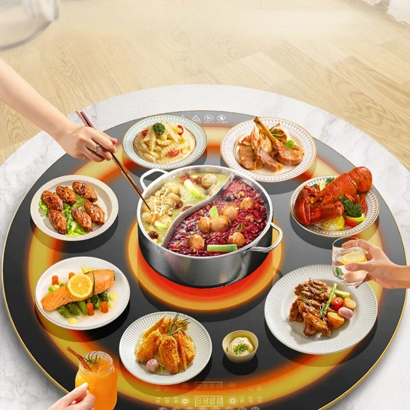 Round Dining Table Turntable Meal Insulation Board Hot Cutting Board Household Heating Vegetable Heating Board Insulation Pad