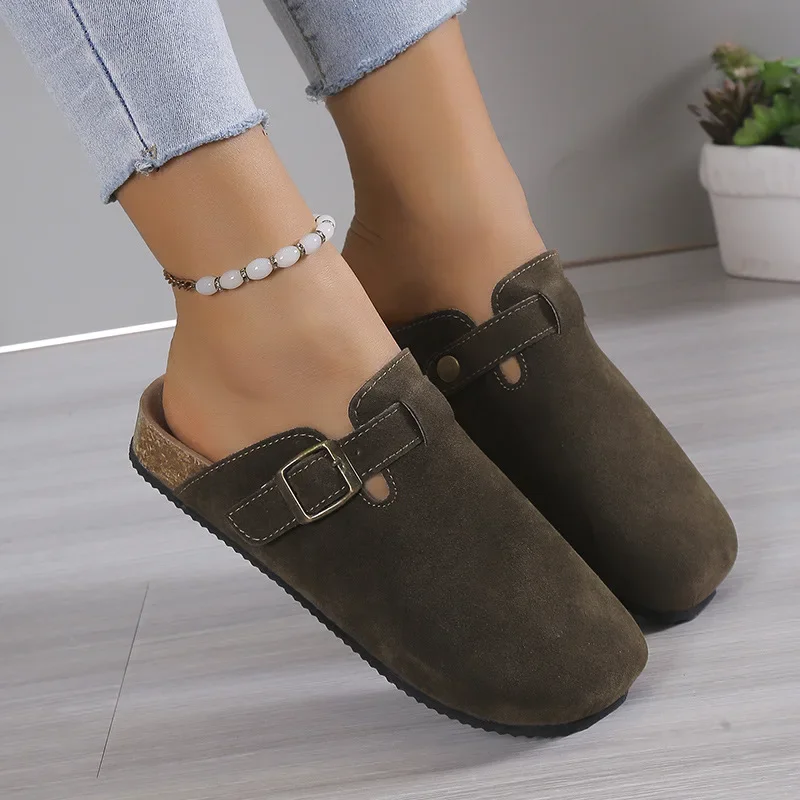 Bakiak gabus Suede untuk wanita sandal gabus musim panas sandal gabus mode sandal pantai klasik sandal pria bakiak sepatu Baotou