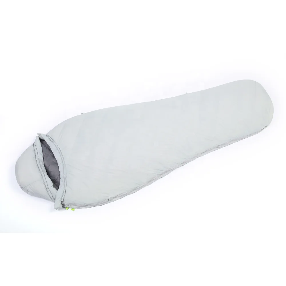 Oem China Wholesale Ultralight Grey White 400g 90/10 Goose Down Sleeping Bag With Carry Sack