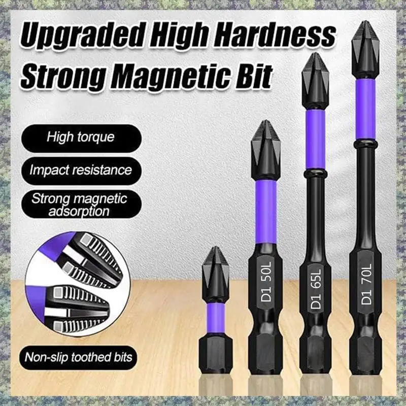 

WON 12PCS High Hardness And Strong Magnetic Bit Anti-Shock Strong Magnetic Non-Slip Bit Black