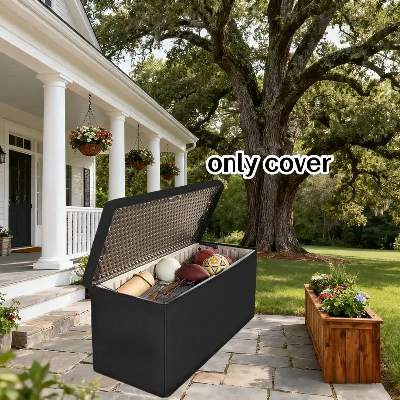 

Heavy Duty Oxford Bench Outdoor Storage Deck Box Cover - Durable Polyester, Zipper Closure, Dustproof