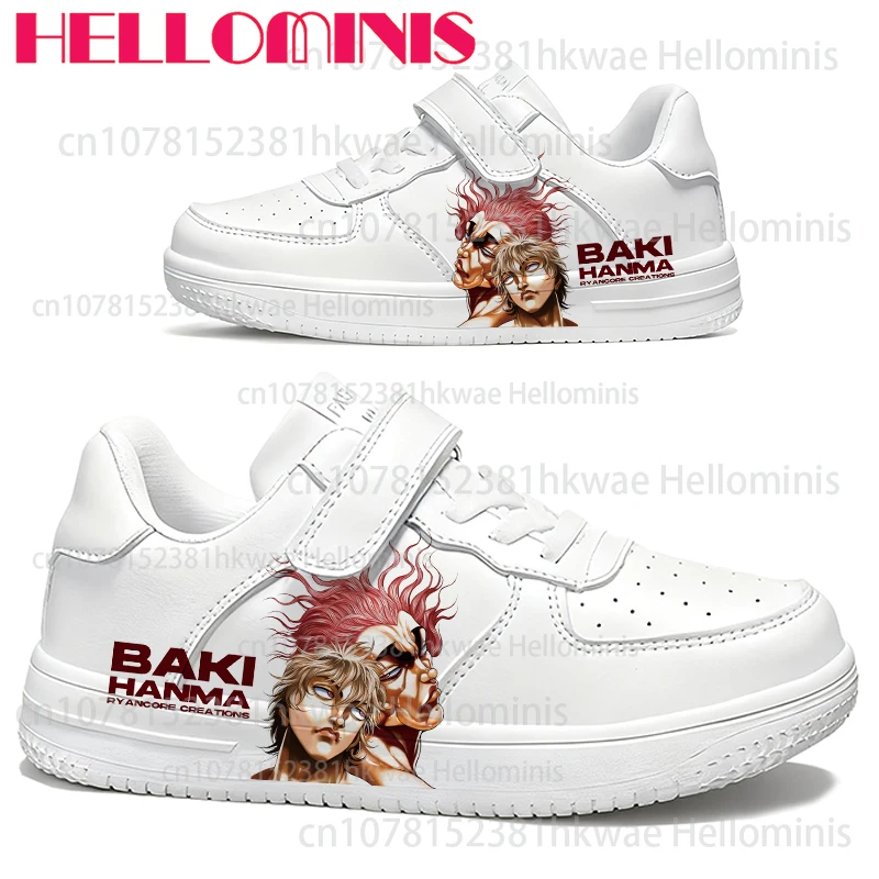 

Anime Baki Design Youth student Solid color sole White shoes For boys girls Sports running shoes Gift Christmas