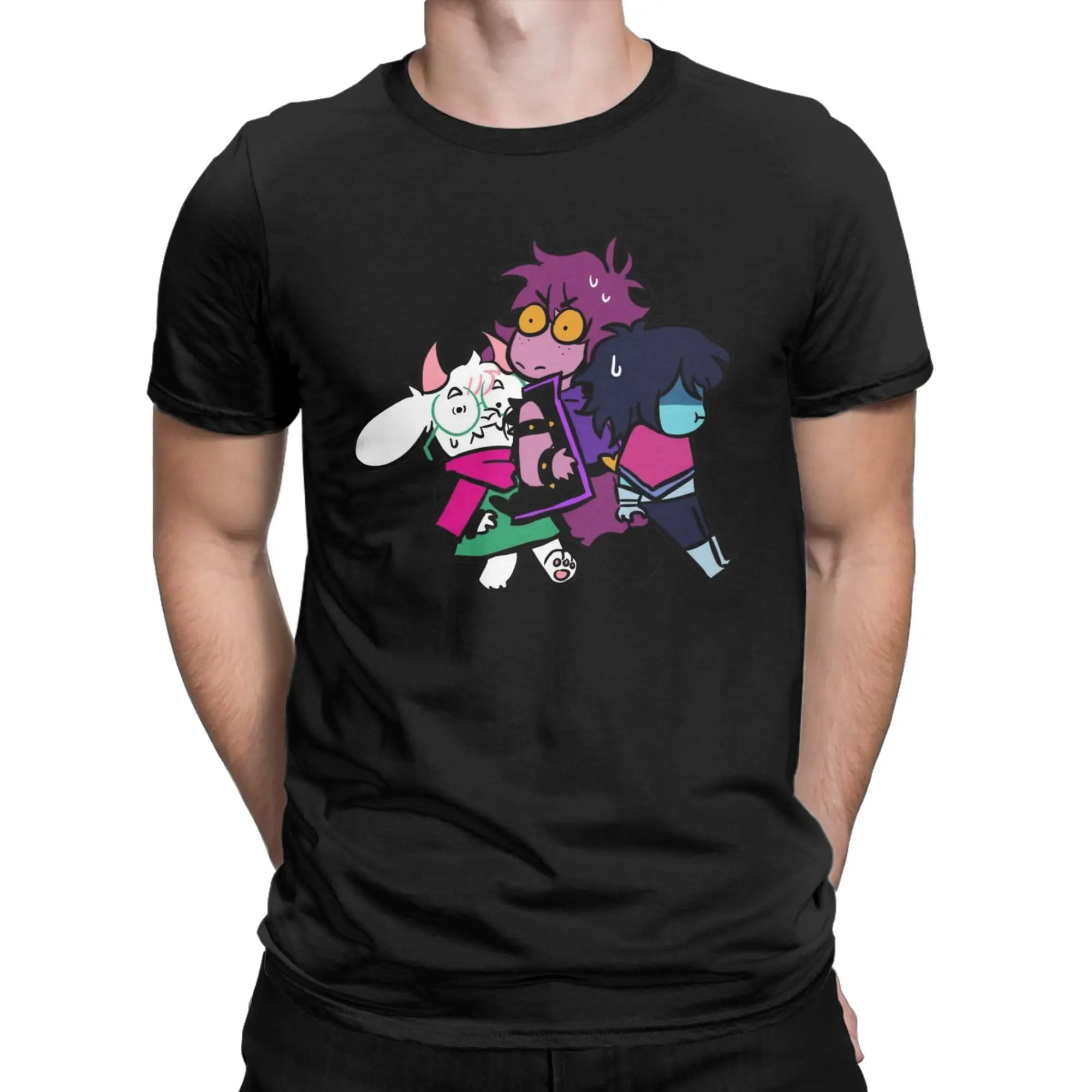 Game Deltarunes Kris Susie Ralsei Men T Shirt  Novelty Tee Shirt Short Sleeve Round Collar T-Shirt Cotton Summer Clothing
