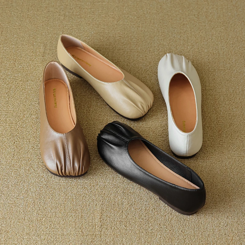 

Women Soft Pleated Ballet Flats 2026 New Round Toe Slip On Casual Shoes Breathable Comfortable For Work And Daily Wear elegant