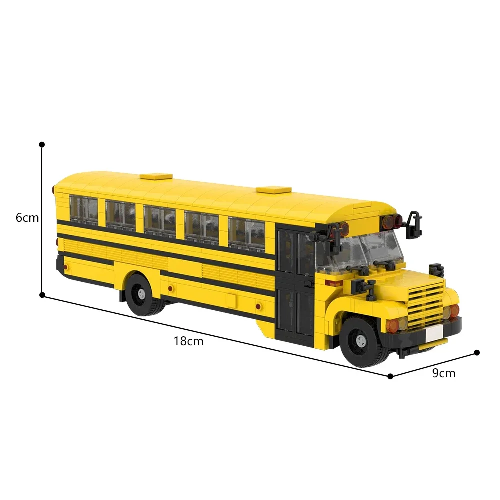 MOC American City Schulbus Transit Modell Bausteine Klassische Fahrzeuge Auto Fanatics Ziegel Spielzeug Kinder junge Geburtstag Geschenk