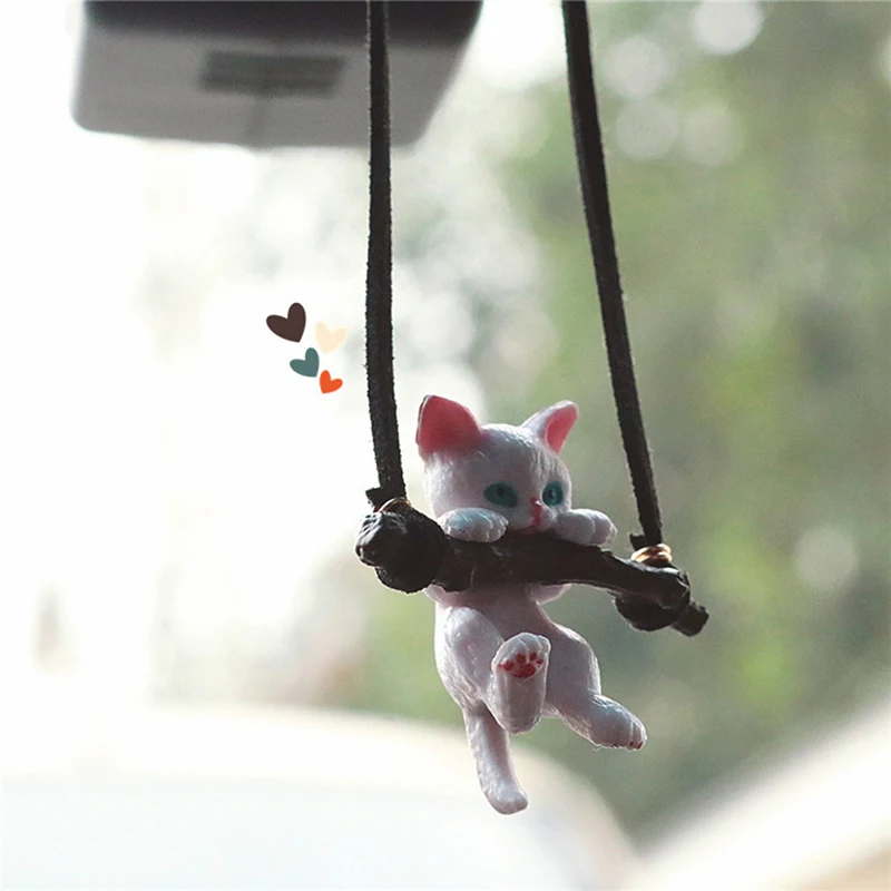 1 Pc Car Pendant Creative Cute Branch Cat Rearview Mirror Pendant Car Interior Decoration Car Interior Accessories