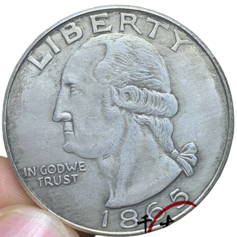 

1 PCS Rare Retro Silver Dollar 1865 USA President Leader Washington Silver Commemorative Coin Eagle Coins Antique Collection