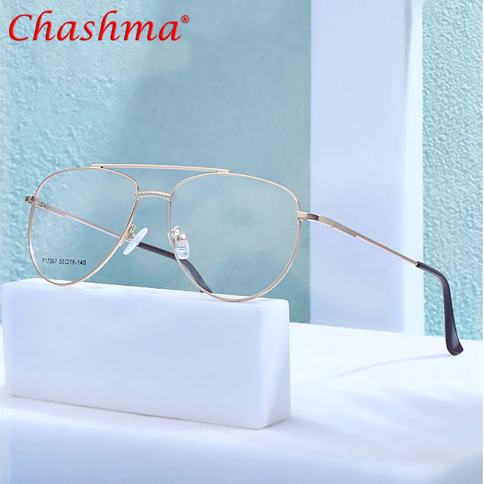 Aviation Optical Glasses Frame Men Myopia Prescription Eyeglasses Frame Male Pilot Double Beam Design Alloy Eyewear Frame Brand