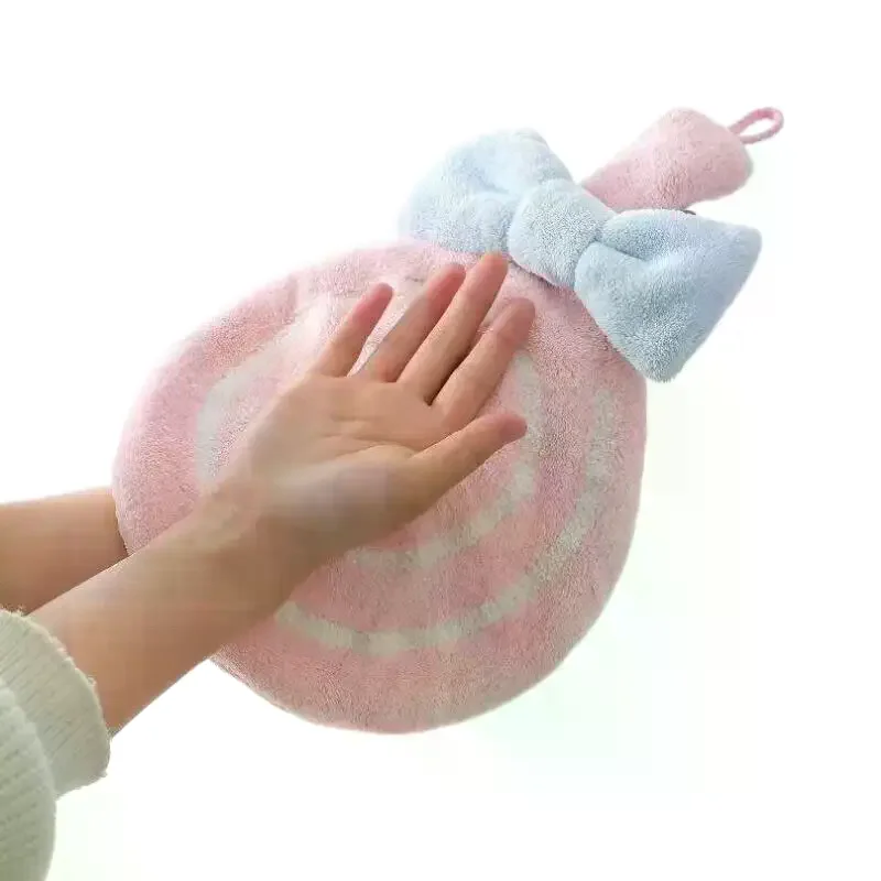 Toalha de mão dos desenhos animados macio absorvente coral veludo bordado pele-amigável microfibra pirulito pano de limpeza para cozinha banheiro