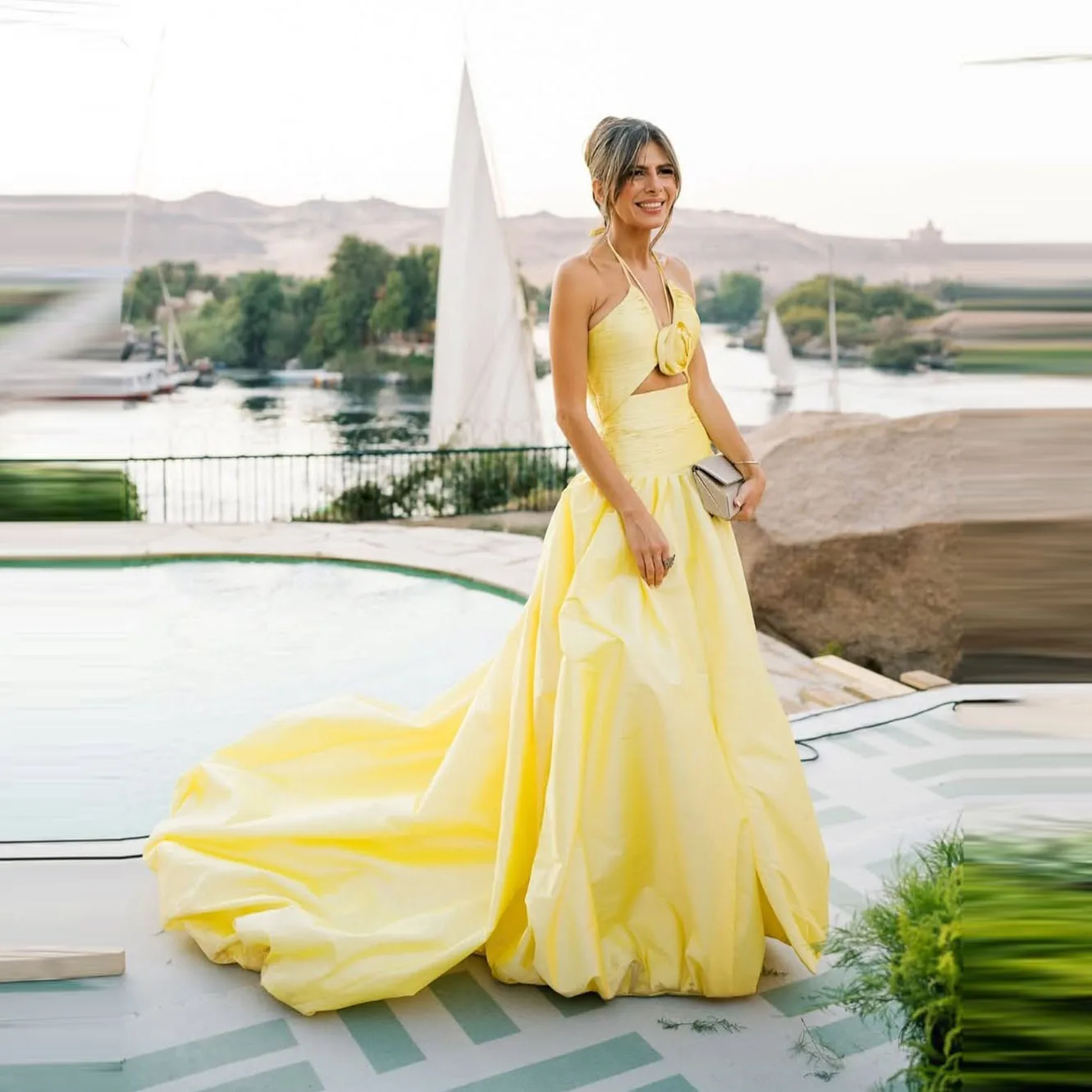 

Women's Yellow Satin Skirt with High Waist and Pleated Design for Formal Skirt Made of High Quality Satin Evening Parties