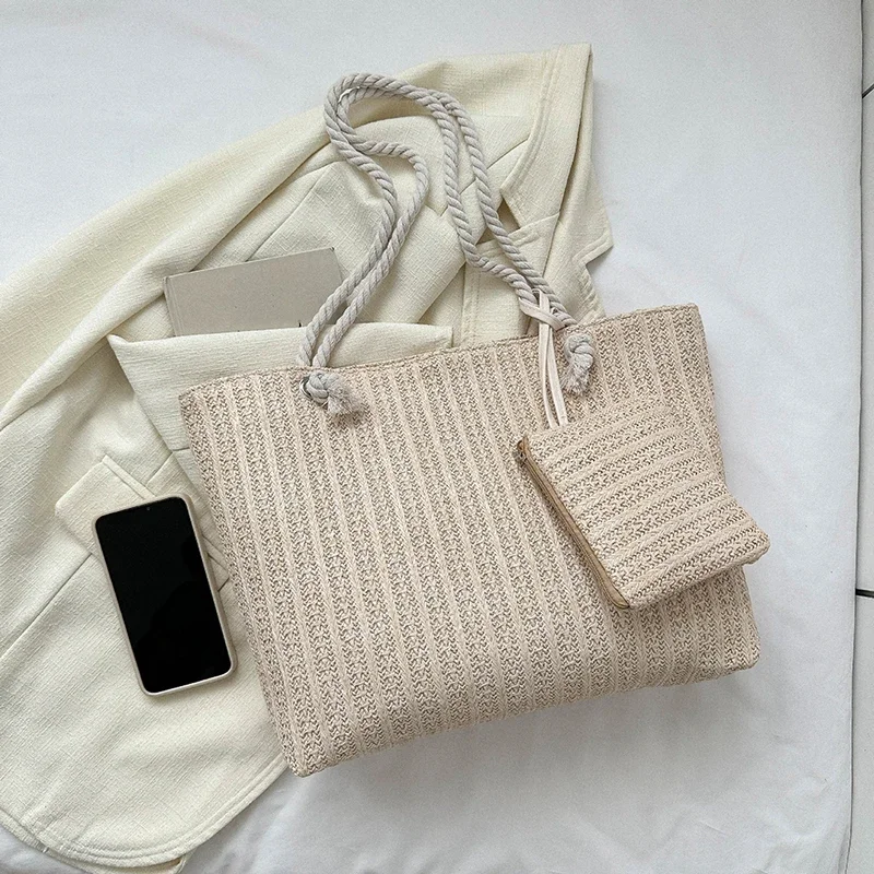 Fashion Large Capacity Straw Tote Bag Designer Women Handbags Handamde Woven Summer Beach Bag Casual Bali Travel Big Purse 2024