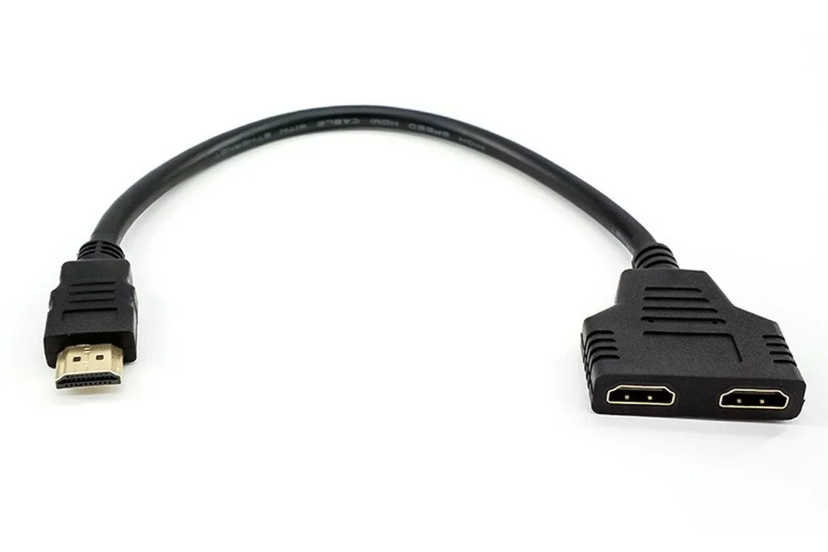 HD-MI Compatible 2 Dual Port Y Splitter HD 1080P V1.4 Male To Double Female Adapter Cable 1 In 2 Out Converter Connect Cable