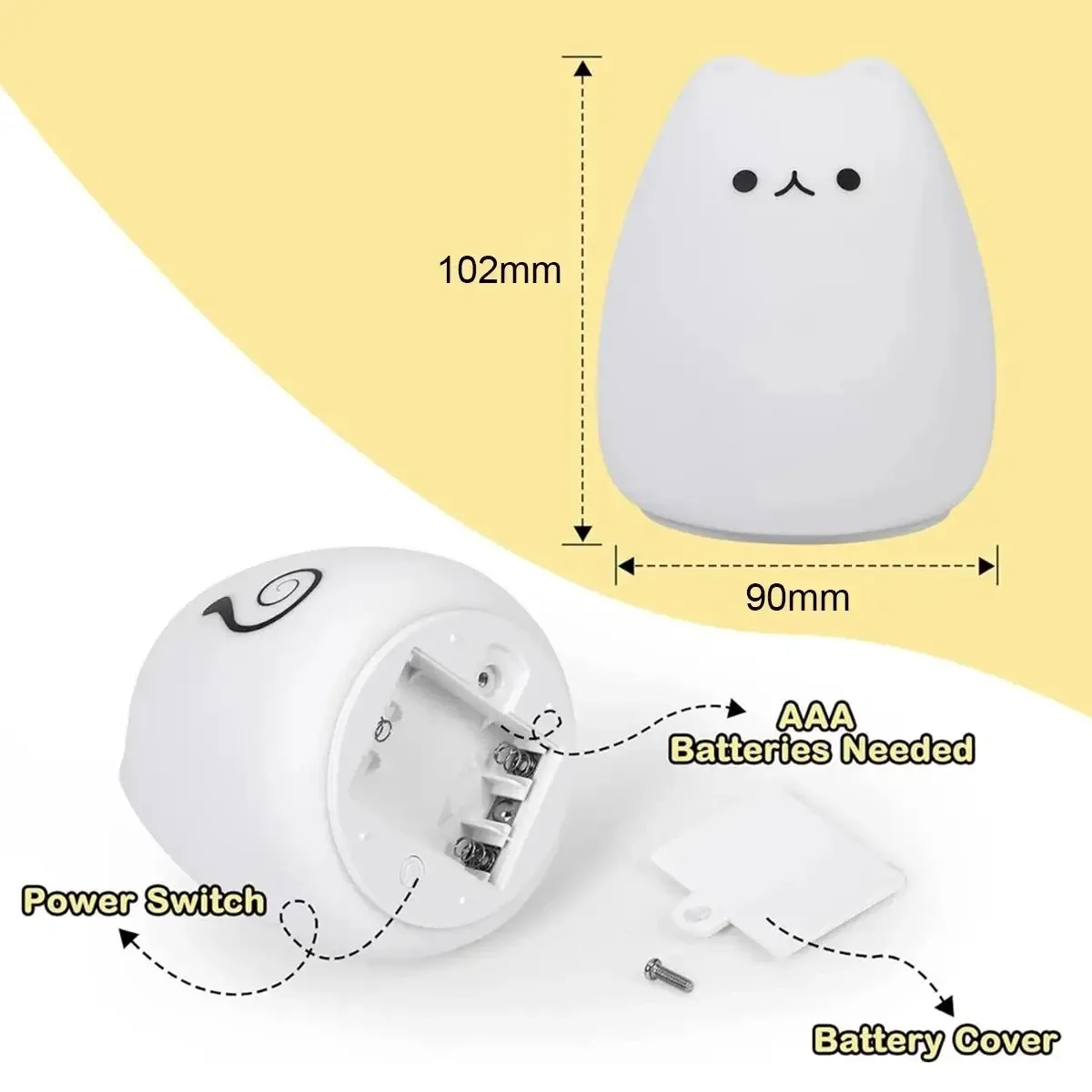 GEFENSI7 Colors Led Night Light Touch-sensor-night-light Rgb Silicone Baby Sleeping Cat Touch Soft Cute Silicon Lamp For Kids Wa