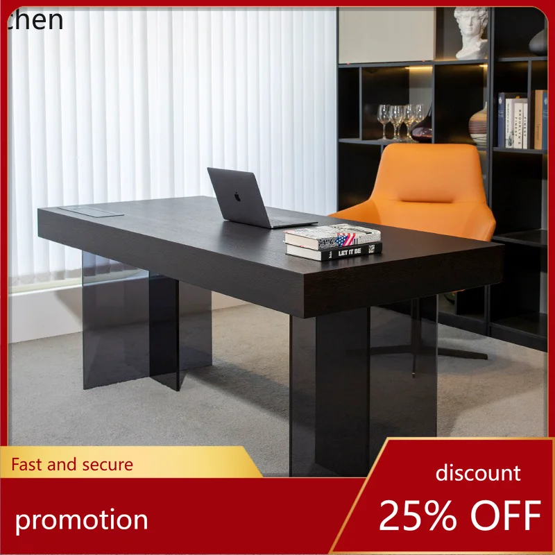 

HT solid wood desk light luxury modern study minimalist computer desk simple boss office desk and chair