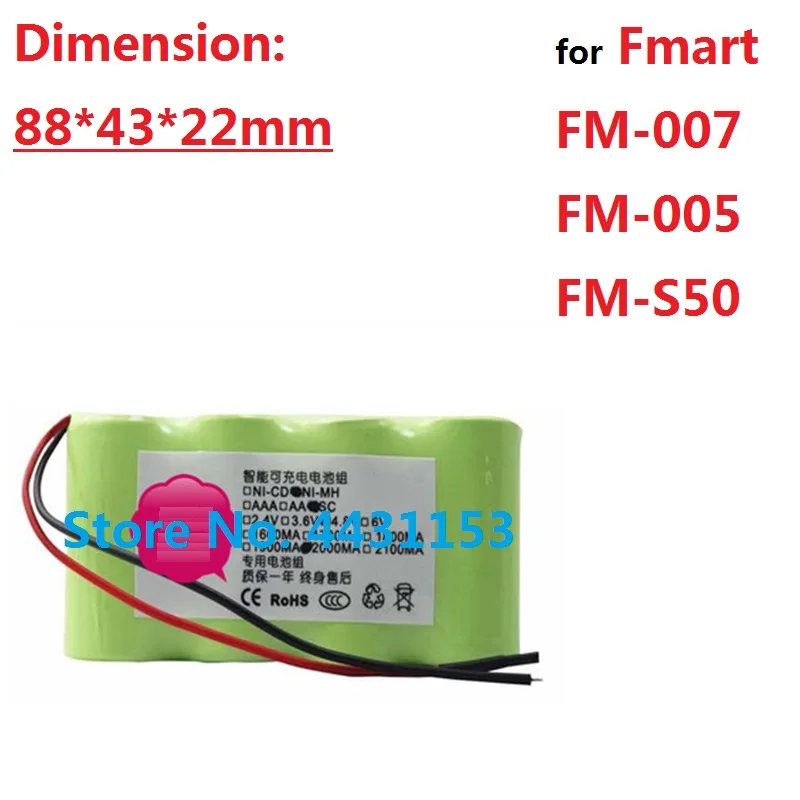 

New Battery For Fmart FM-007 FM-005 FM-S50 Robot Vacuum Cleaner Li-ion 18650 4.8V Fmart FM005 FM007 FM350 Batterie