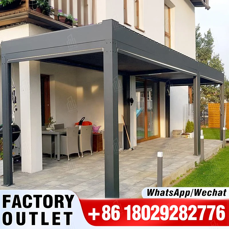 OEM for well-known brands 3X3 3X4 4X4 6X4m Outdoor Waterproof Aluminium Bioclimatic Pergola Cover Aluminum Louvered Pergola