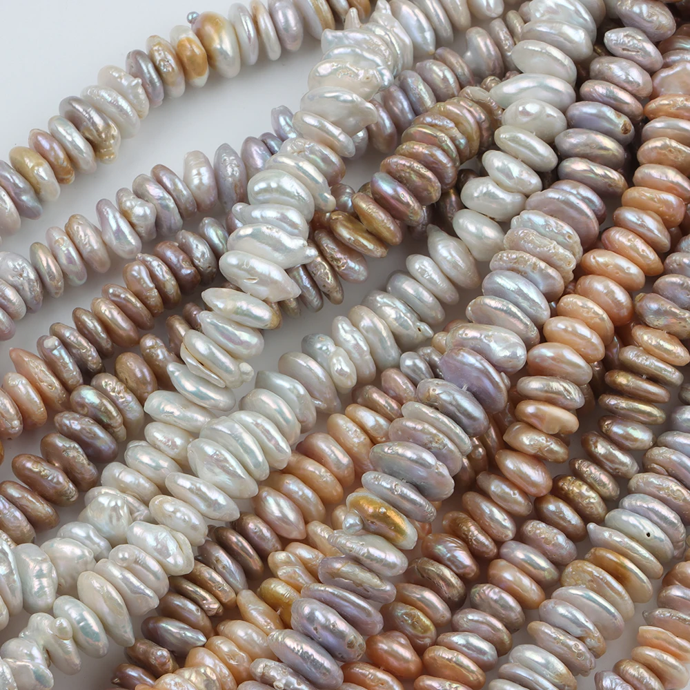 16 inches 12-13mm White Center-Drilled Rondelle Natural Coin Pearls Loose Strand