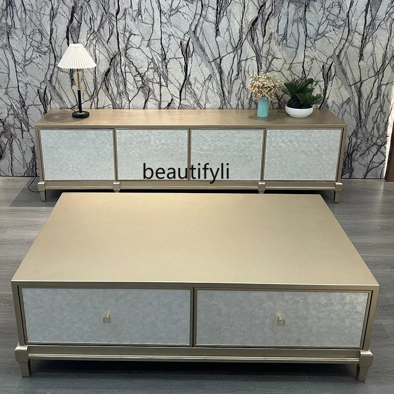 

ss K178French light luxury TV cabinet modern small apartment simple living room cabinet shell surface solid wood cabinet America